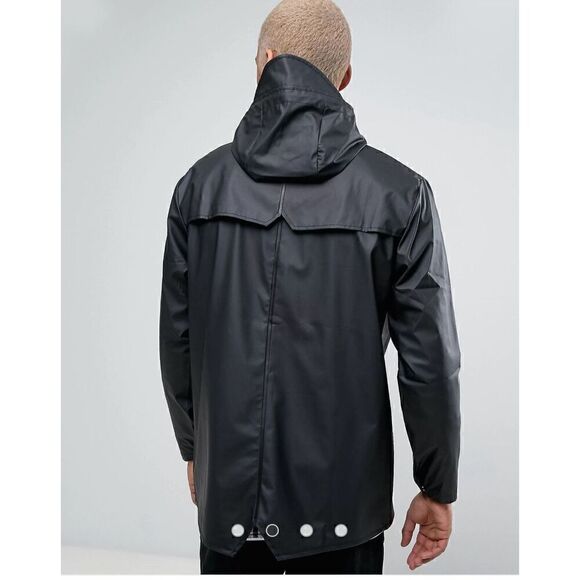 Rains Unisex Black Snap Button Closure Waterproof Windproof Lightweight Signatur - Picture 4 of 14